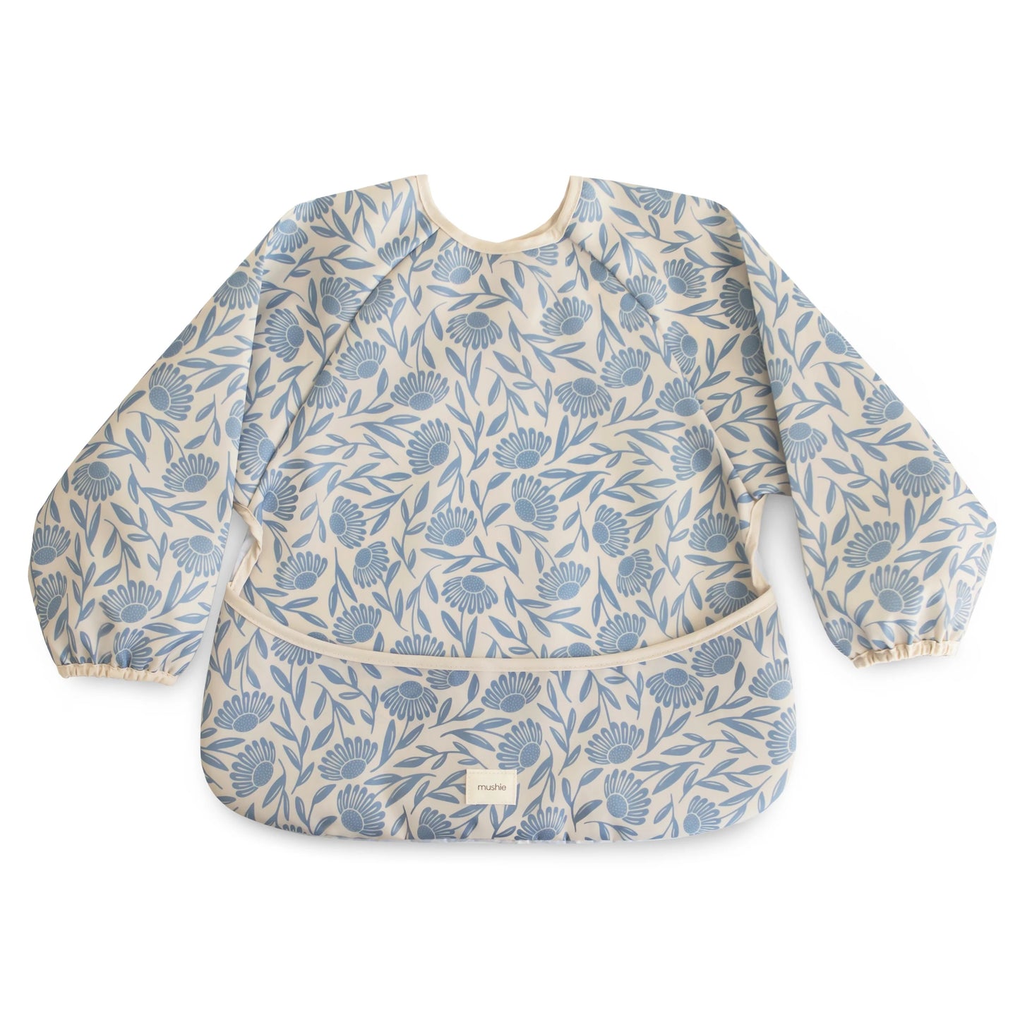 Long Sleeve Bib | Blue Flowers