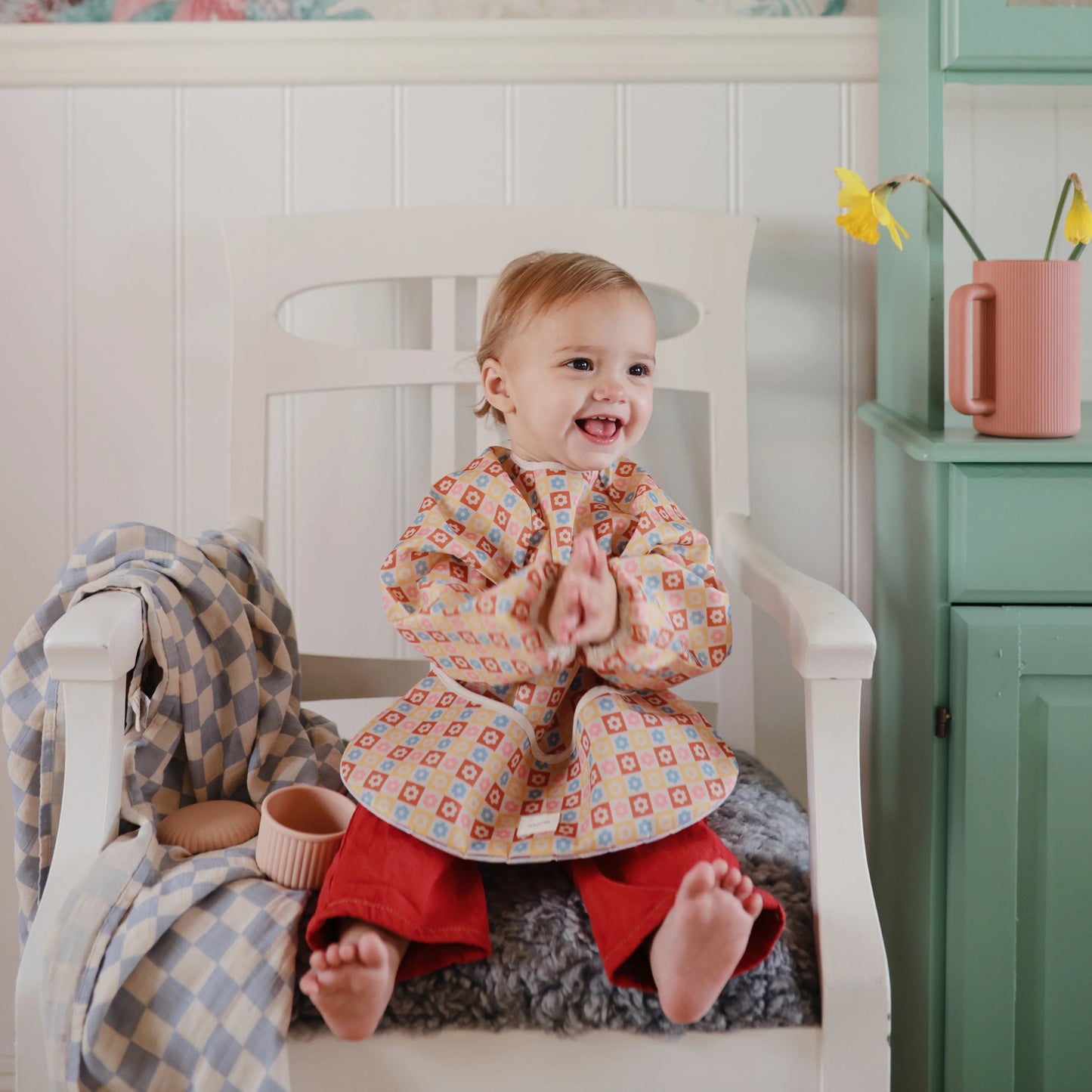 Long Sleeve Bib | Flowers Check