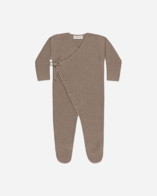 Wrap Knit Footie | Heathered Mocha