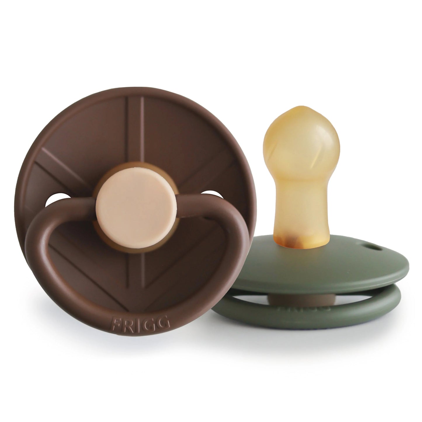 FRIGG Little Viking Natural Rubber Pacifier 2-Pack | Cocoa/Olive