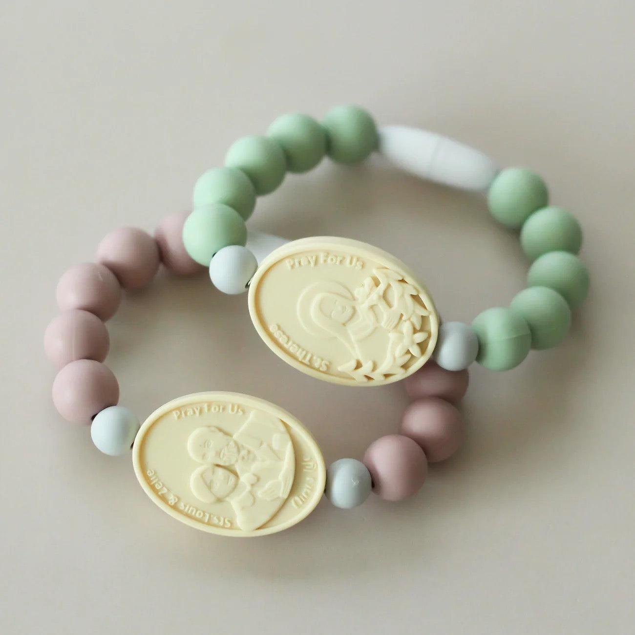 St. Therese with Sts. Zelie and Louis Saint Bracelet | Mauve