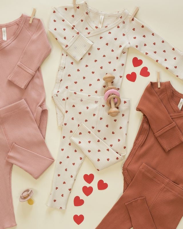 Side Snap Bodysuit | Red Hearts