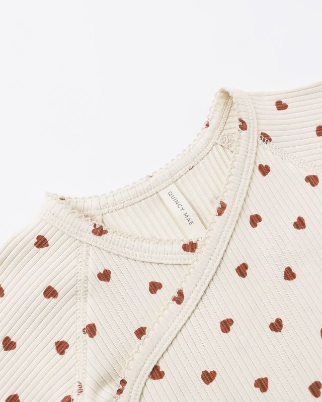Side Snap Bodysuit | Red Hearts