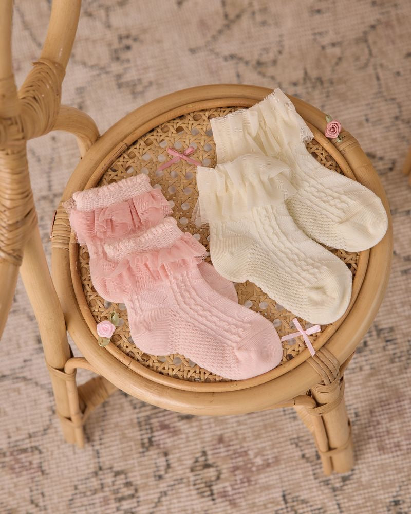 Ruffle Socks | Blush/Ivory