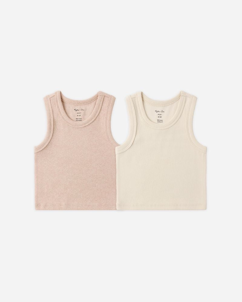 Ribbed Tank Set | Shell/Heathered Blush