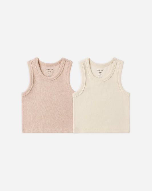 Ribbed Tank Set | Shell/Heathered Blush