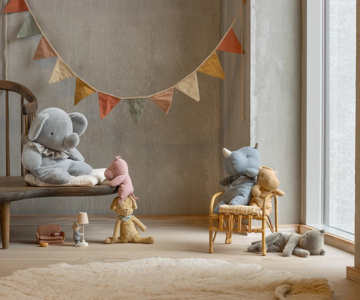 Big Plush Elephant | Blue/Grey