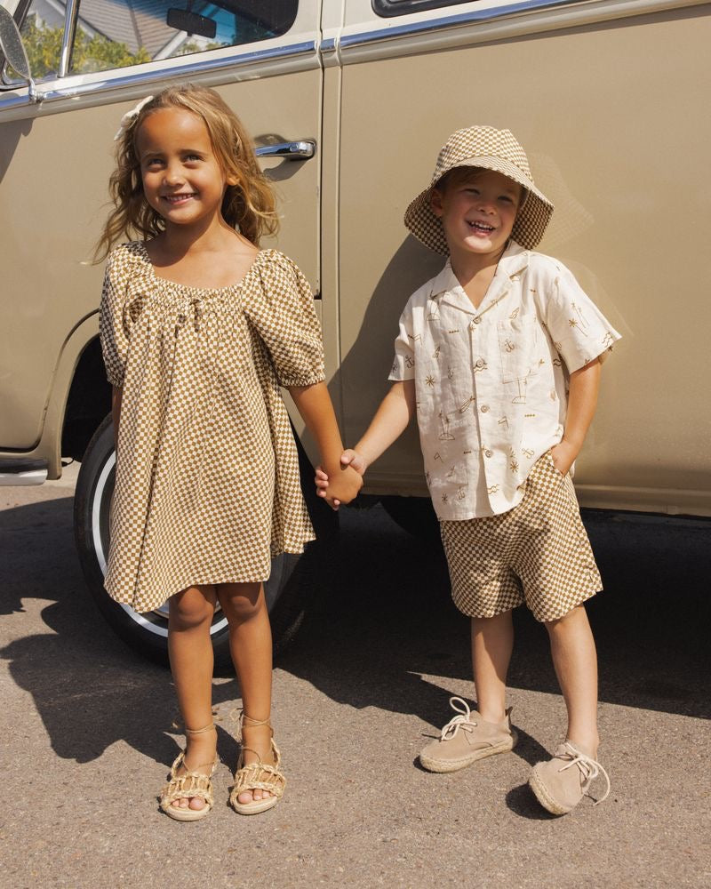 Sabrina Mini Dress | Ocre Check