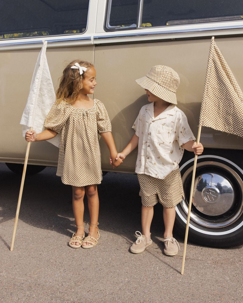 Sabrina Mini Dress | Ocre Check