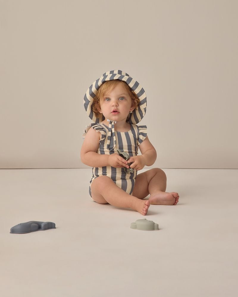 Scoop Back One-Piece Swimsuit | Retro Ocean Stripe