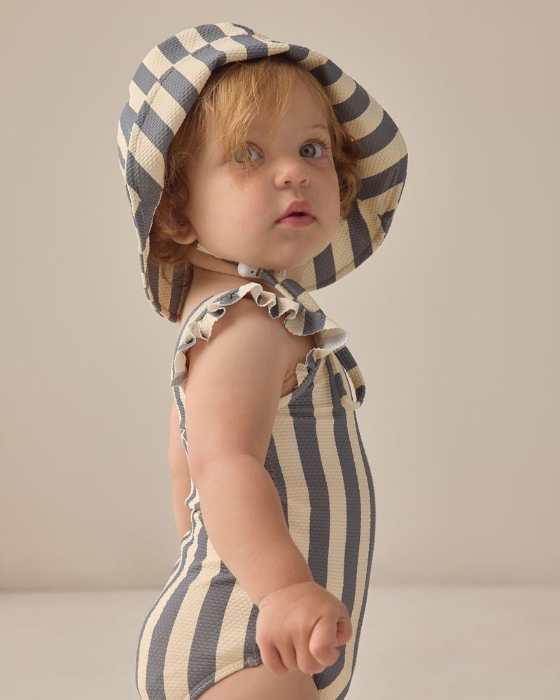 Scoop Back One-Piece Swimsuit | Retro Ocean Stripe