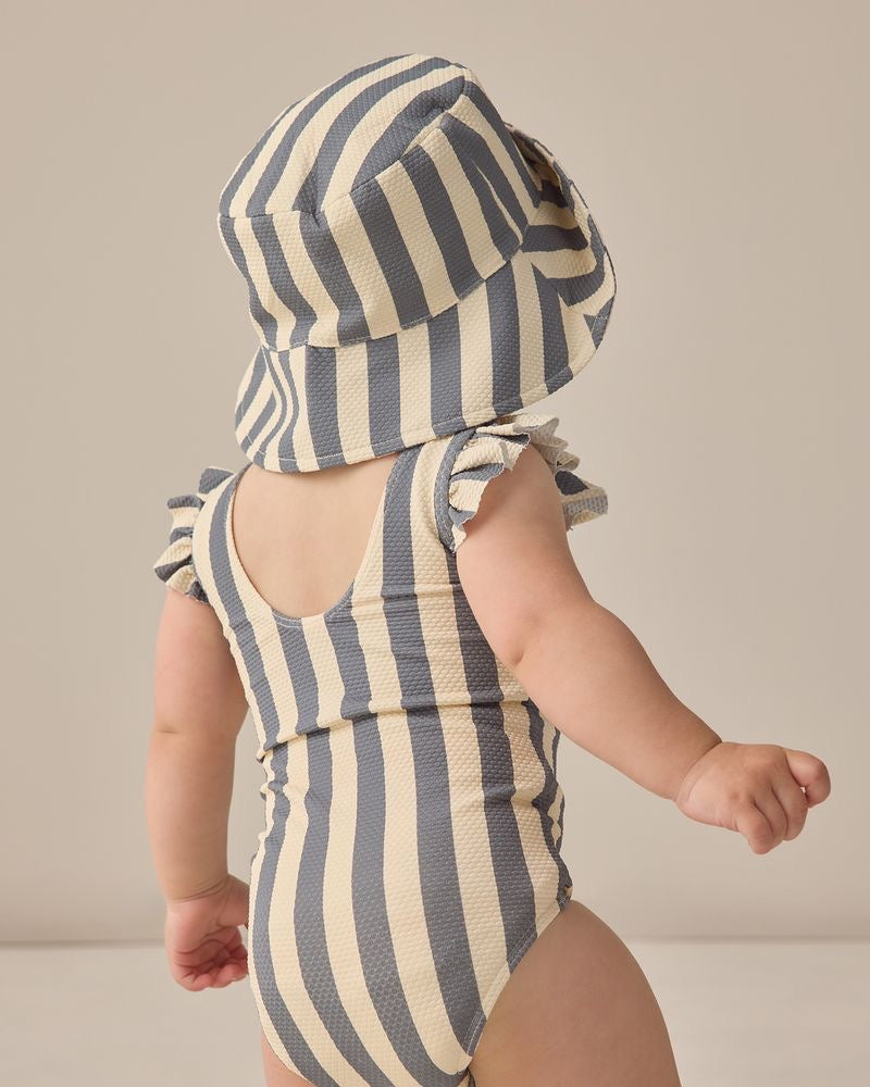 Scoop Back One-Piece Swimsuit | Retro Ocean Stripe