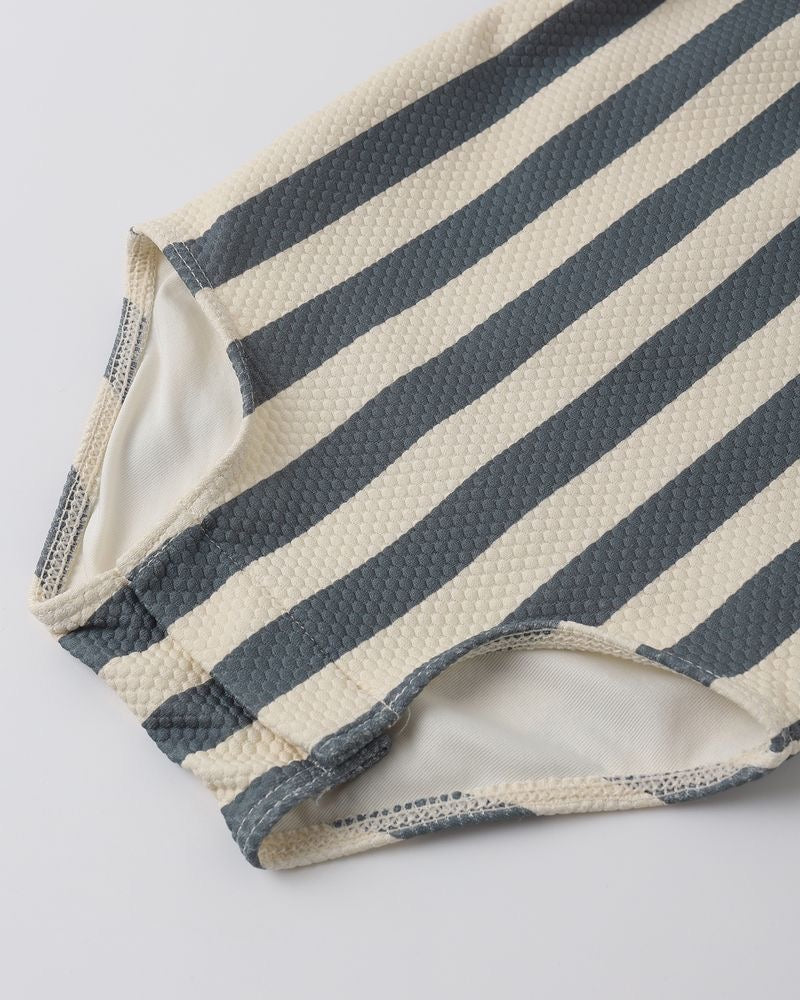 Scoop Back One-Piece Swimsuit | Retro Ocean Stripe