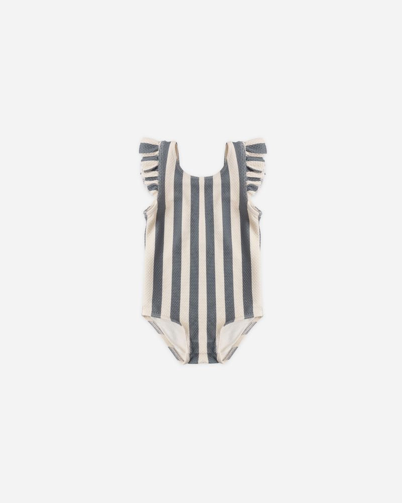 Scoop Back One-Piece Swimsuit | Retro Ocean Stripe