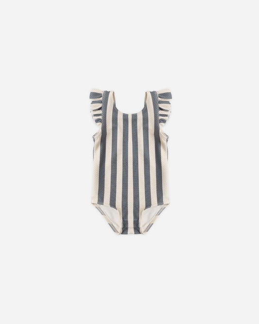Scoop Back One-Piece Swimsuit | Retro Ocean Stripe