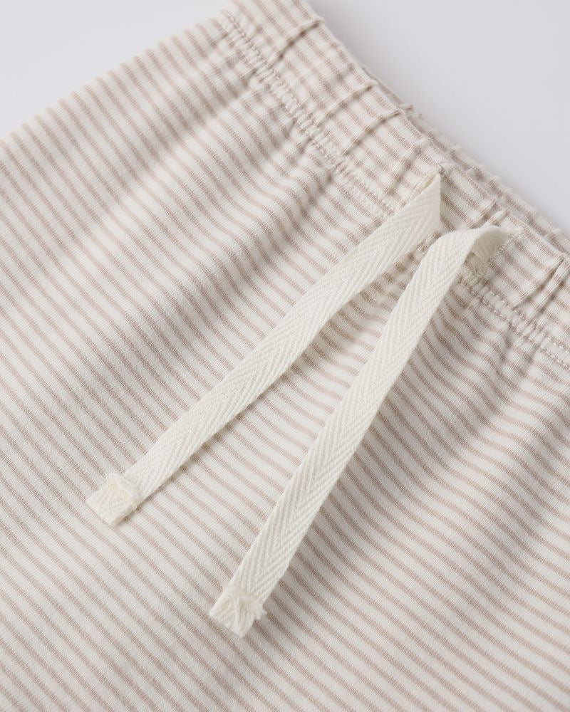 Wrap Top + Footed Pant Set | Oat Micro Stripe