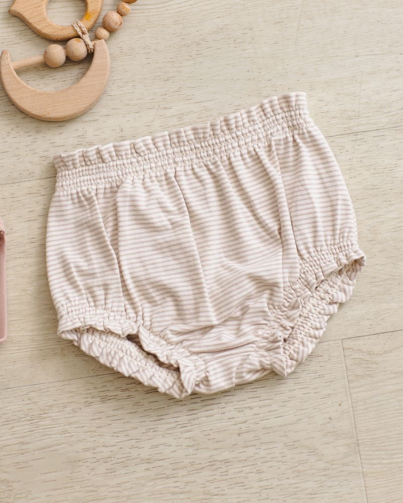 Gathered Bloomer | Oat Micro Stripe