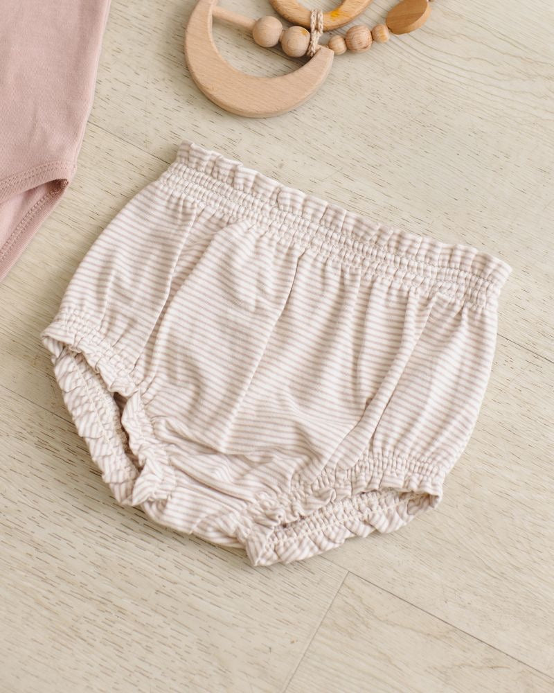 Gathered Bloomer | Oat Micro Stripe