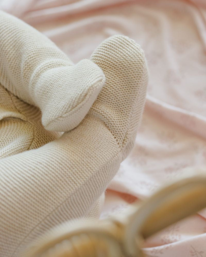 Wrap Knit Footie | Heathered Oatmeal