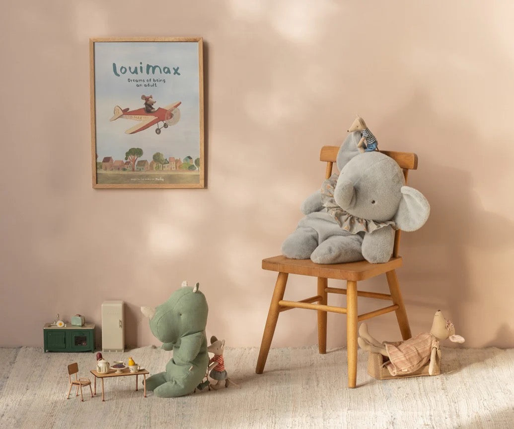 Big Plush Elephant | Blue/Grey