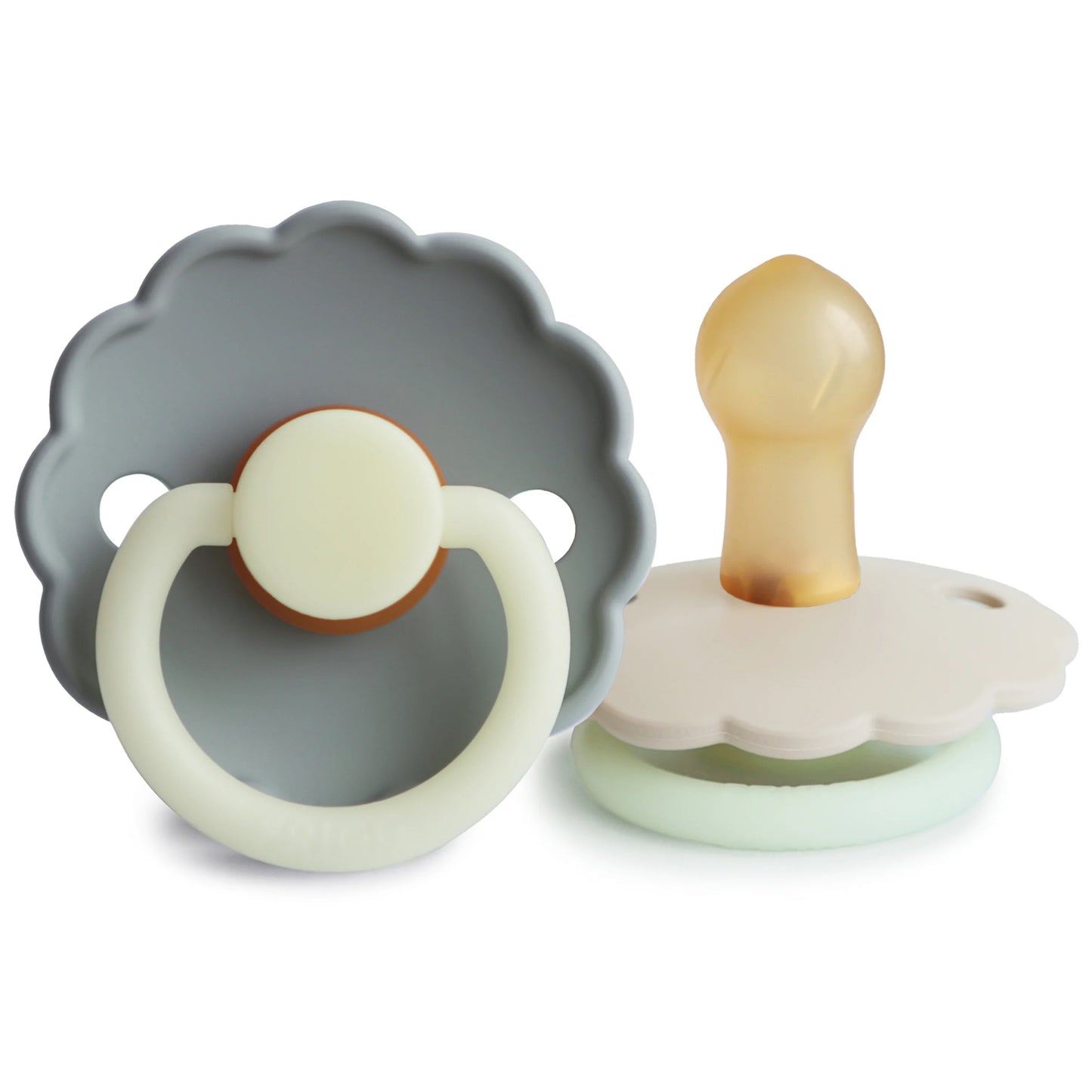 FRIGG Daisy Night Natural Rubber Pacifier | French Gray/Croissant