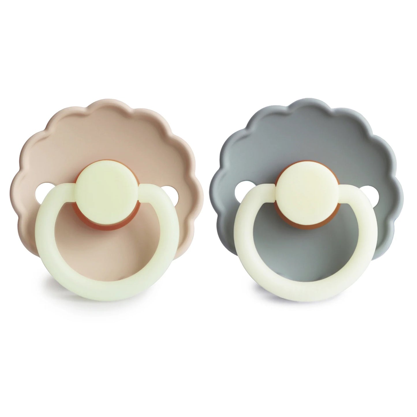 FRIGG Daisy Night Natural Rubber Pacifier | French Gray/Croissant