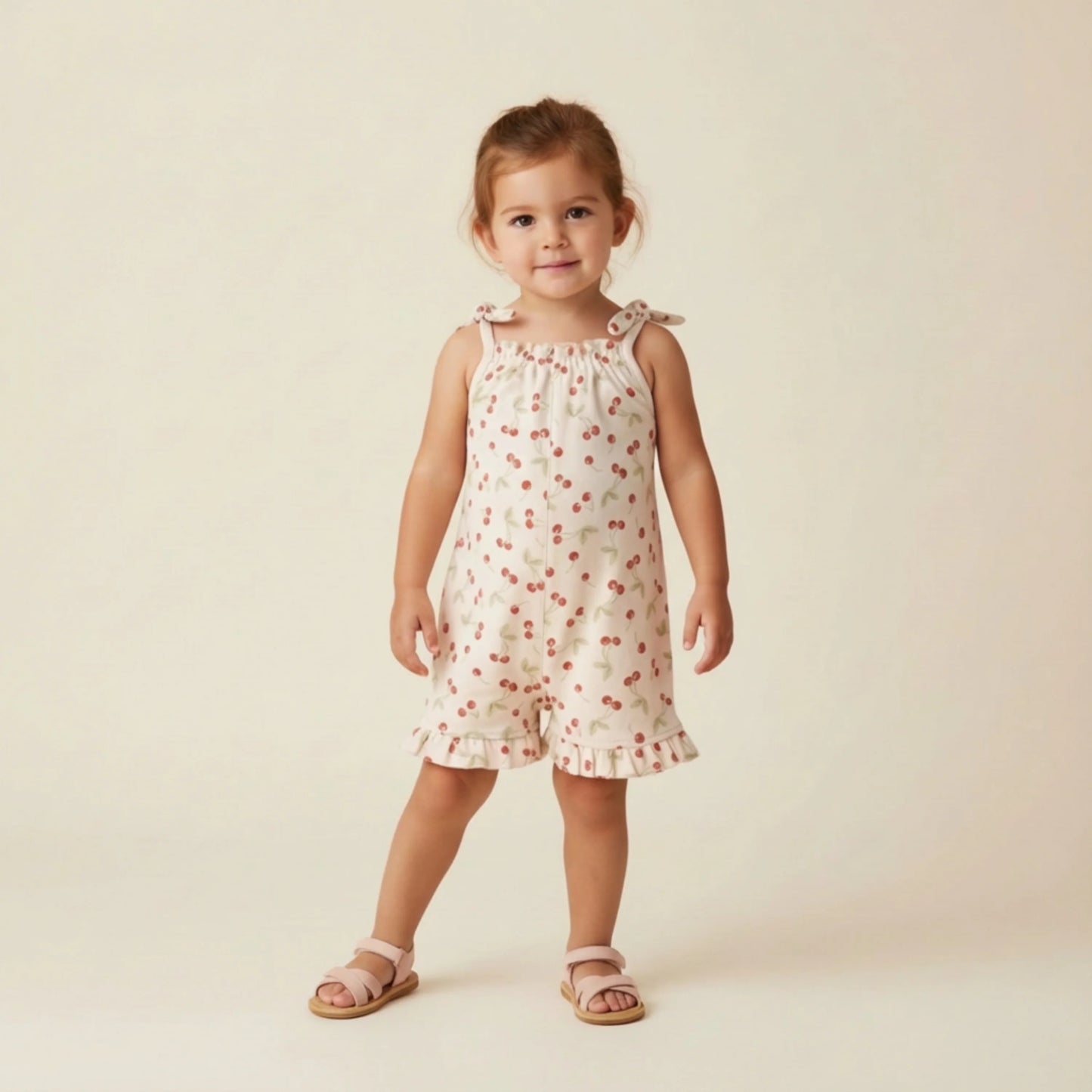 Organic Ruffle Jumpsuit | Cherry