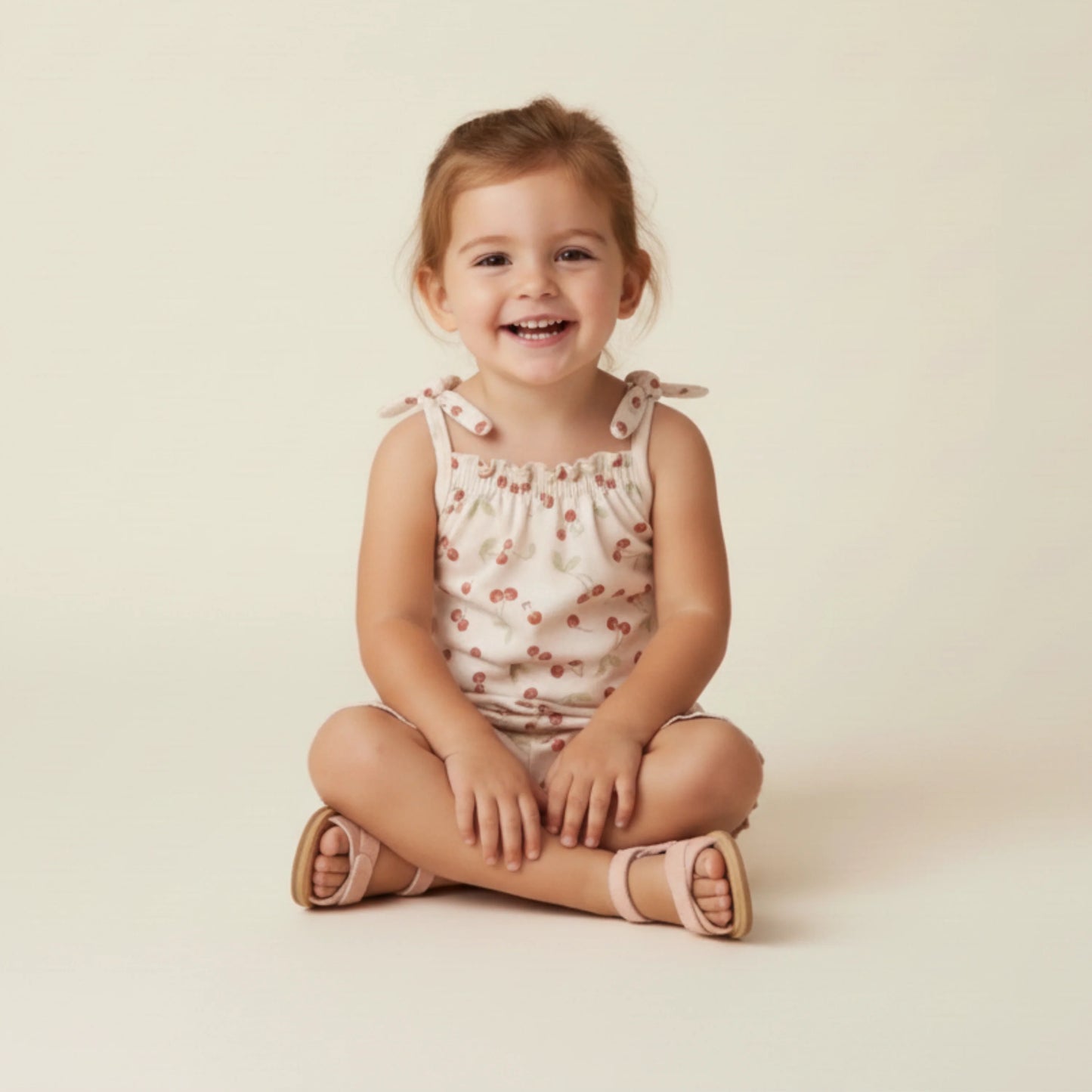 Organic Ruffle Jumpsuit | Cherry