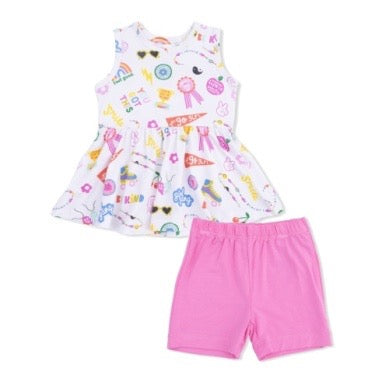 Bamboo Peplum Top & Bike Short Set | Girl Power