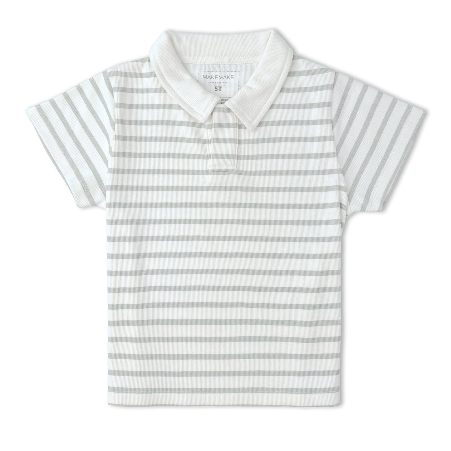 Organic Collar Tee & Short Set | Fog Stripe