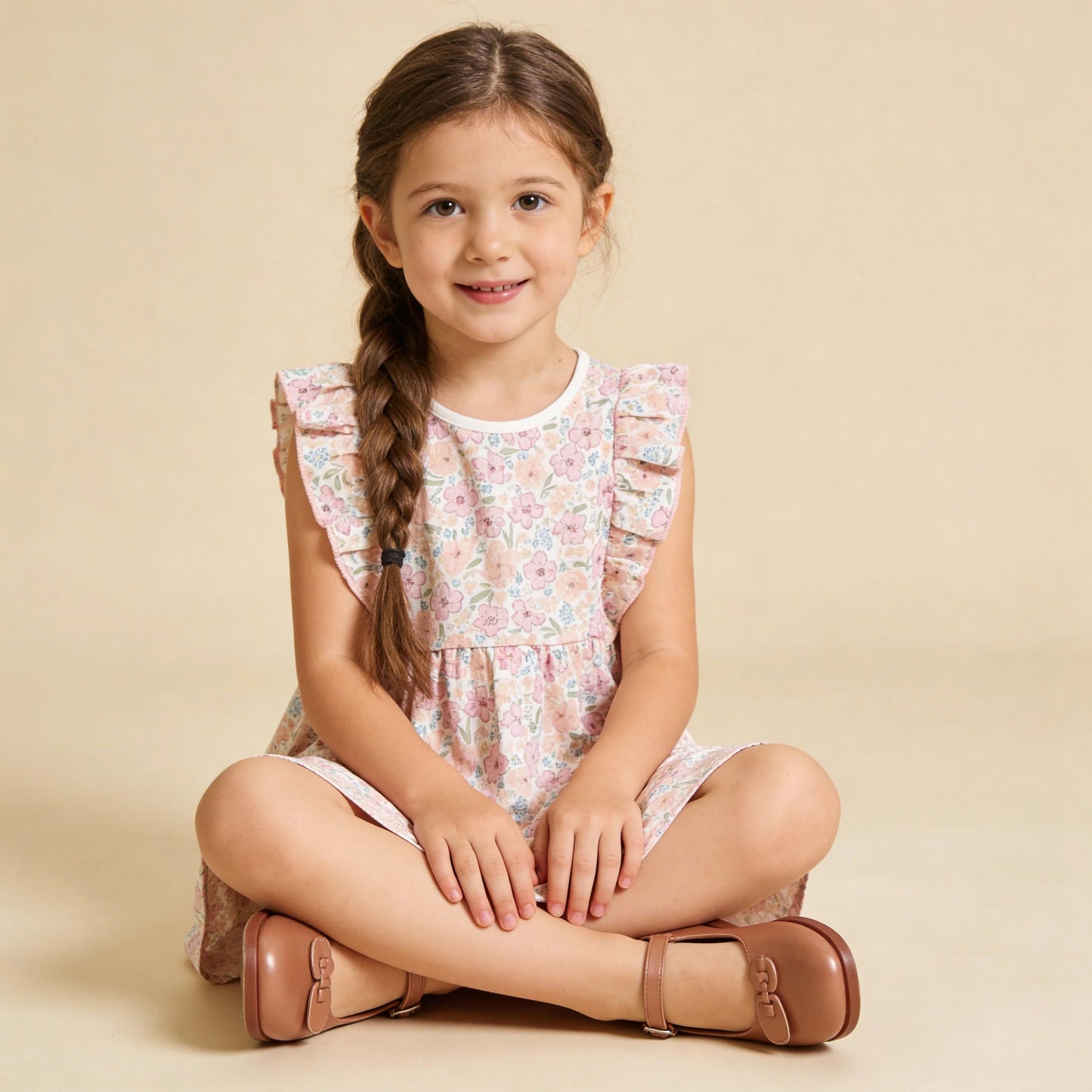 Organic Flutter Dress | Peony