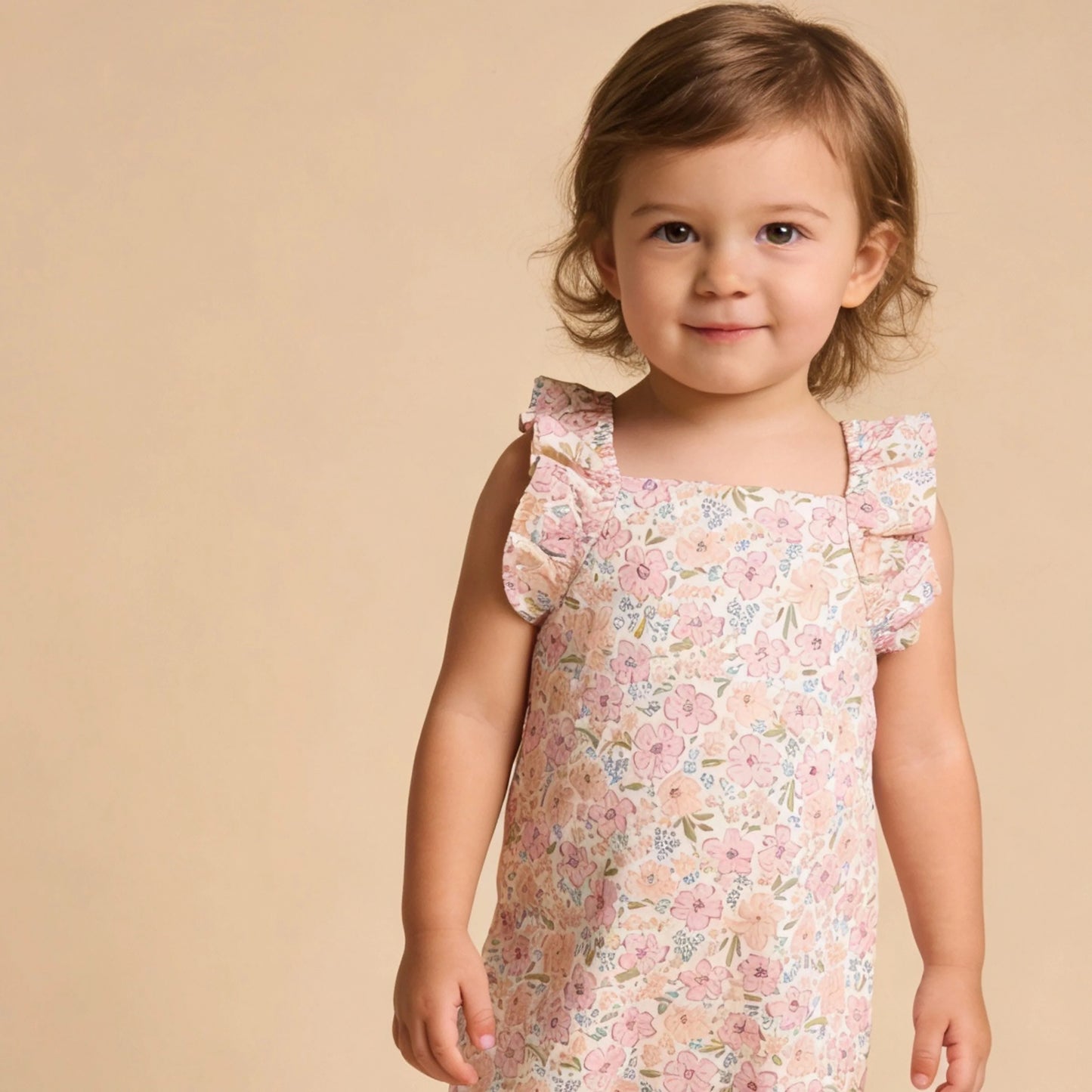 Organic Flutter Romper | Peony