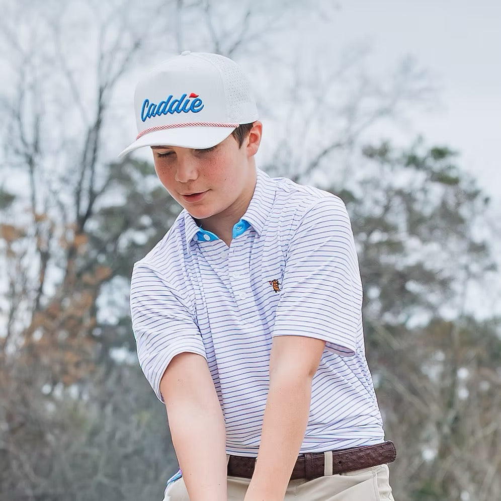 Youth Caddie Solid Performance Rope Hat | White/Red/Blue