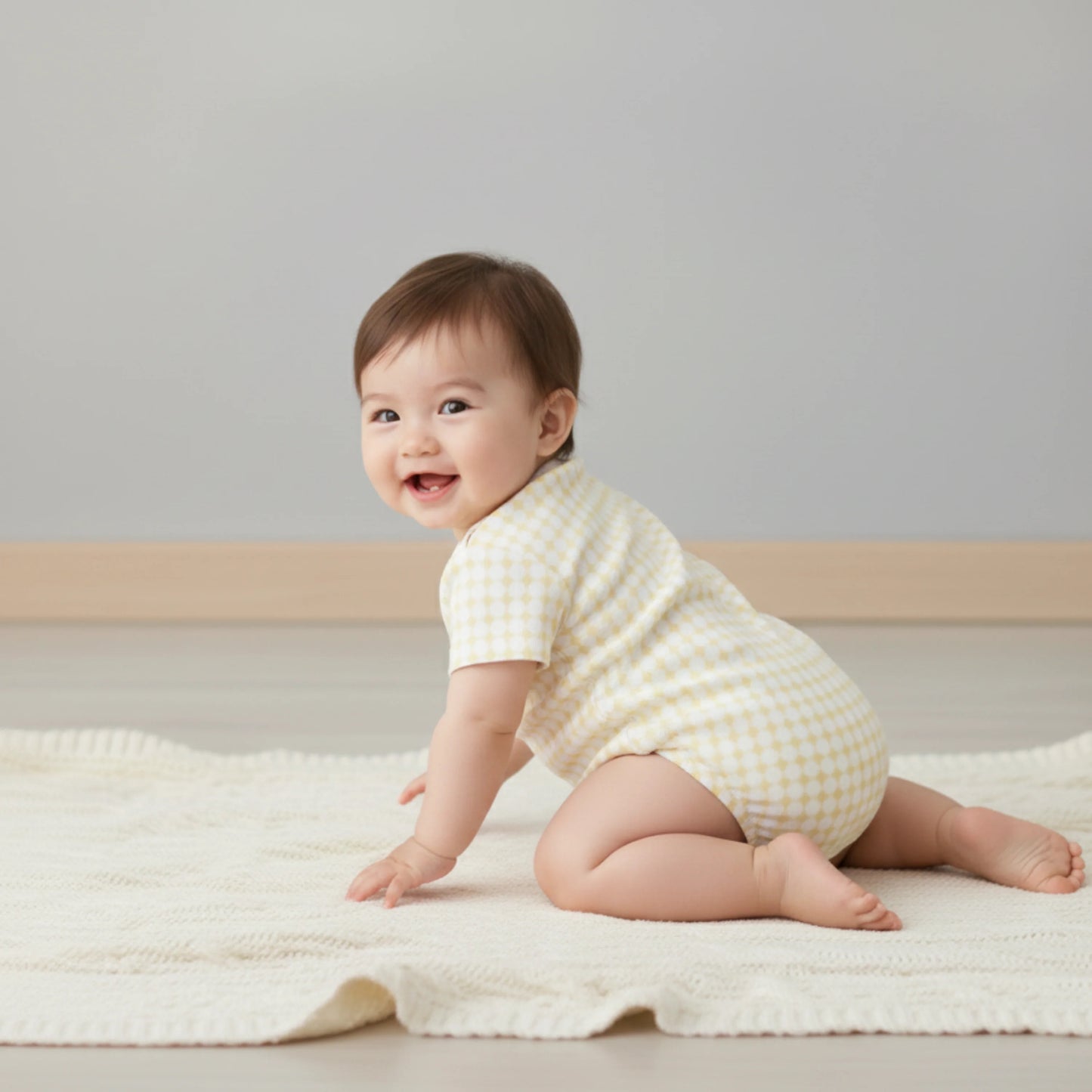 Organic Short Sleeve Bubble Romper | Dotty Gingham