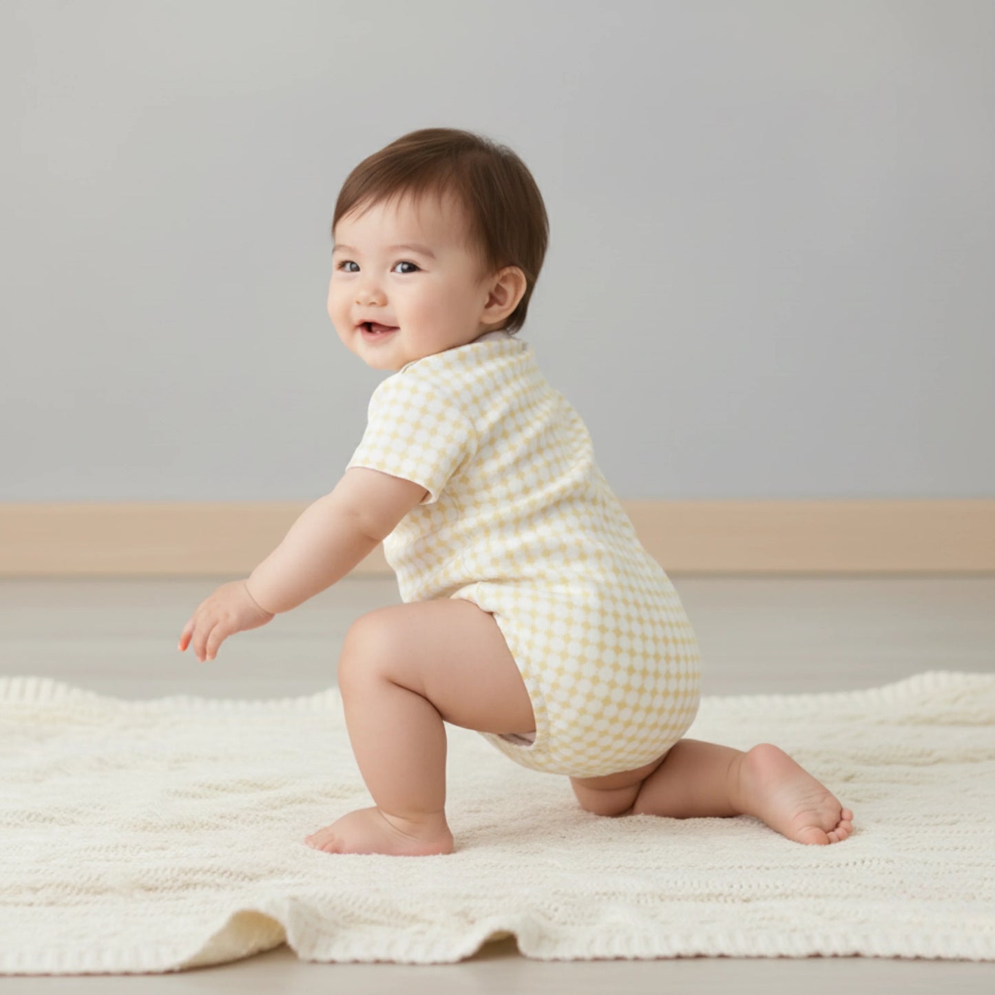 Organic Short Sleeve Bubble Romper | Dotty Gingham