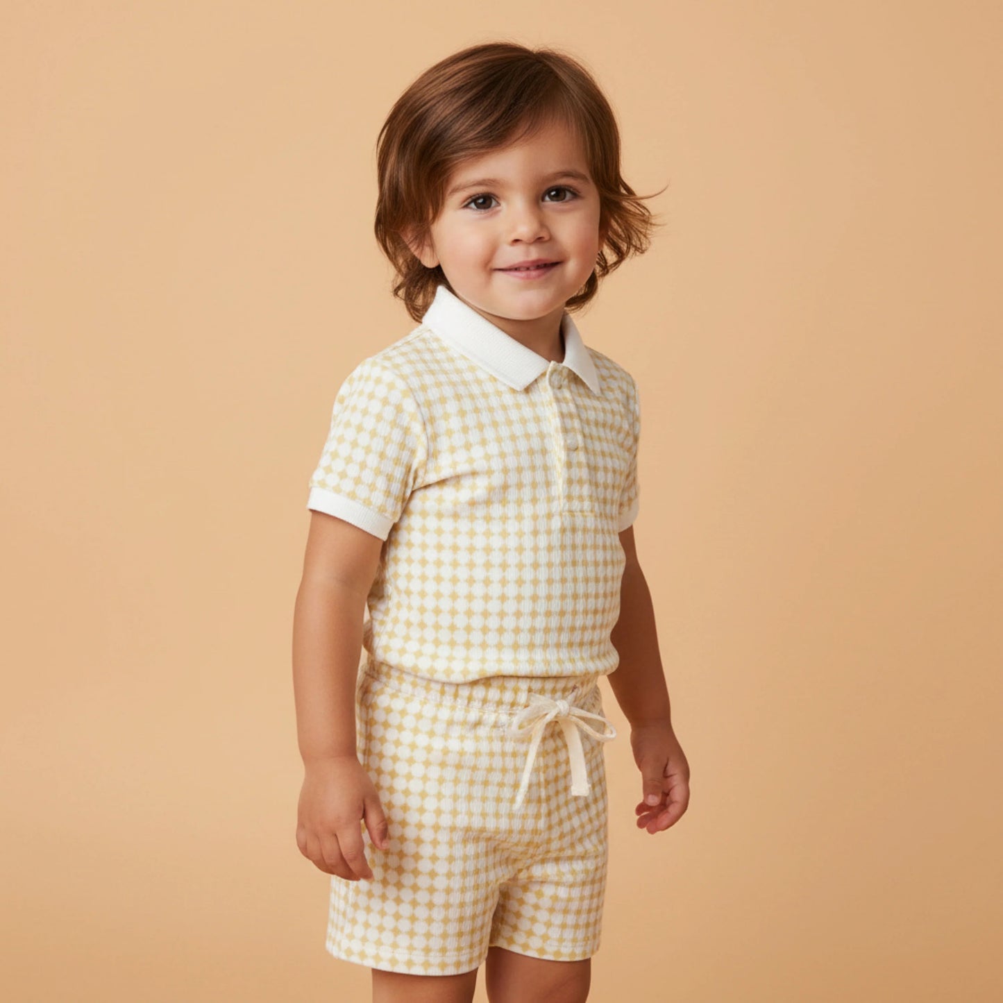 Organic Collar Tee & Short Set | Dotty Gingham