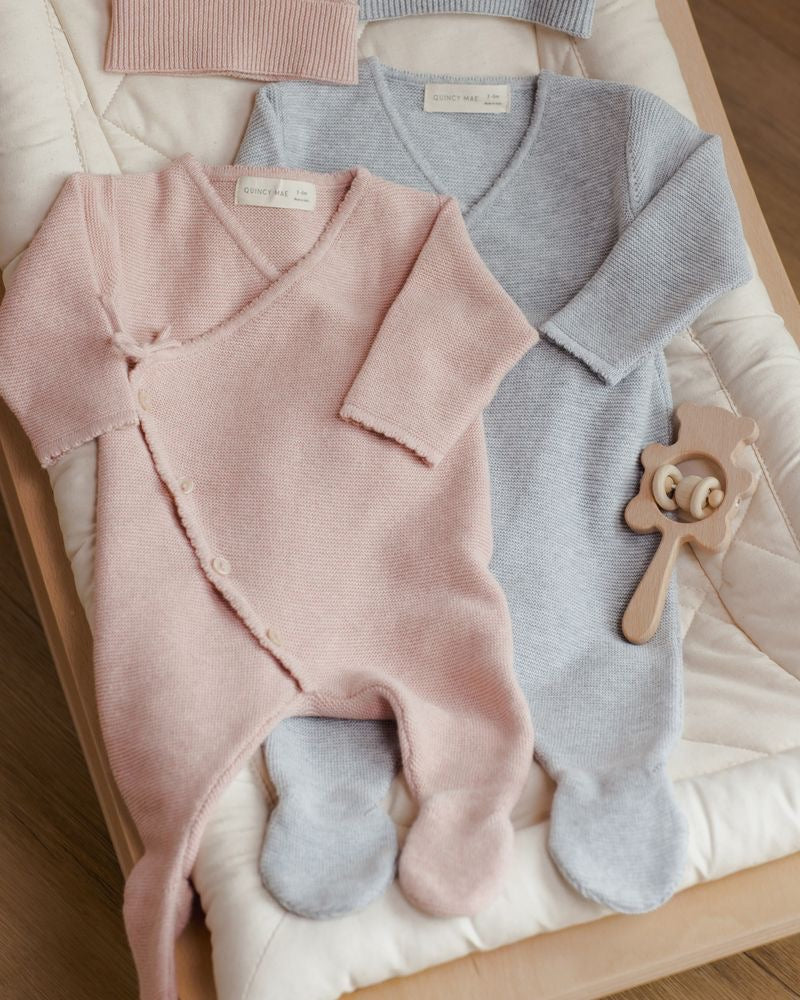 Wrap Knit Footie | Rose