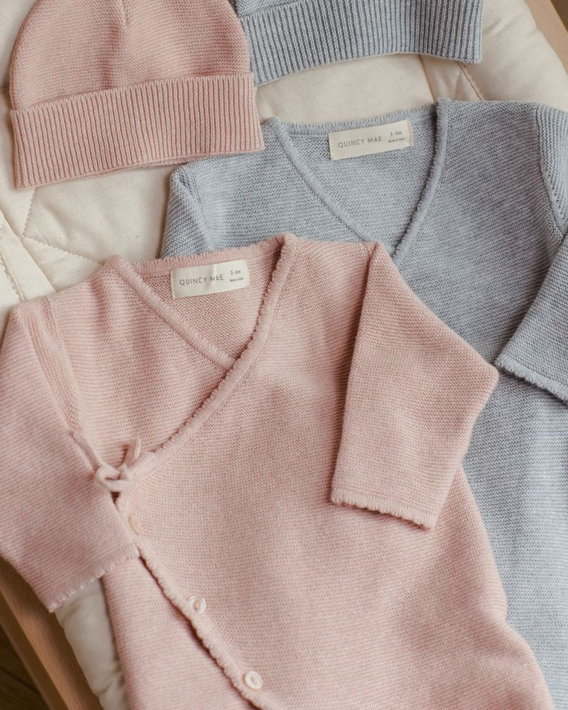 Wrap Knit Footie | Rose