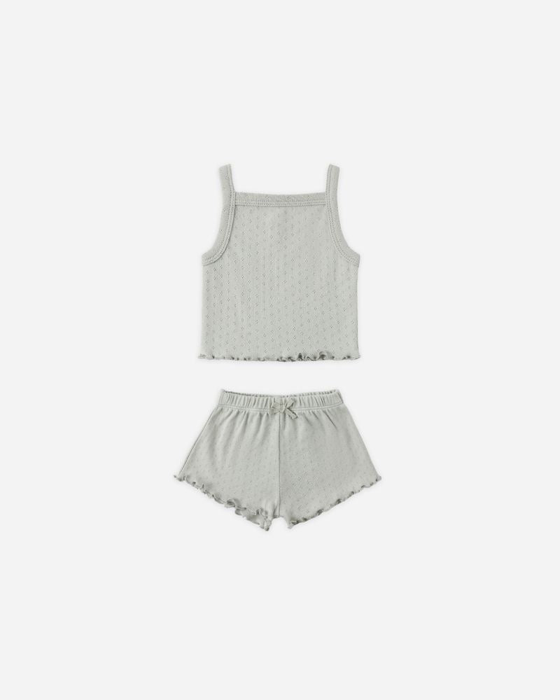 Pointelle Tank + Shortie Set | Sage