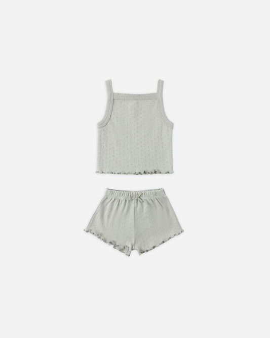 Pointelle Tank + Shortie Set | Sage