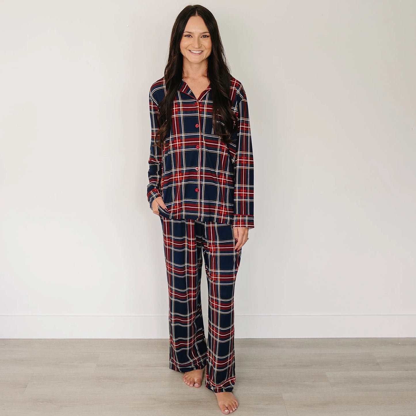 Adult Collard Pajama Set || Christmas Plaid