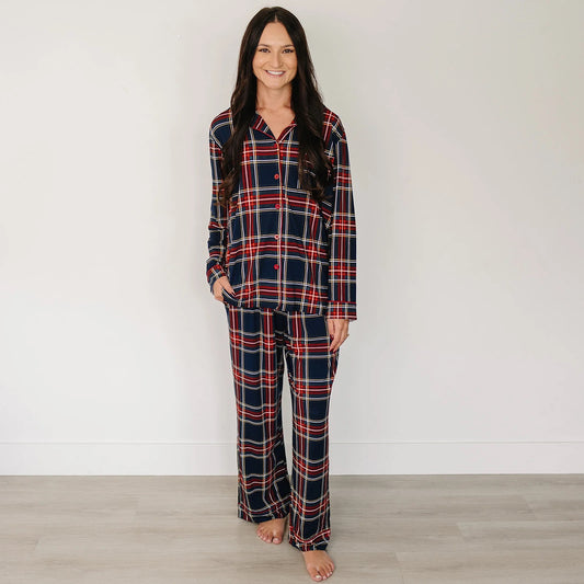 Adult Collard Pajama Set || Christmas Plaid