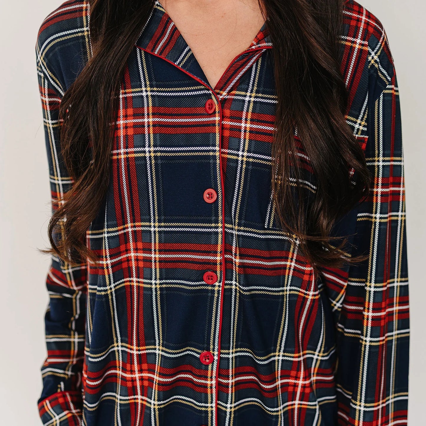 Adult Collard Pajama Set || Christmas Plaid