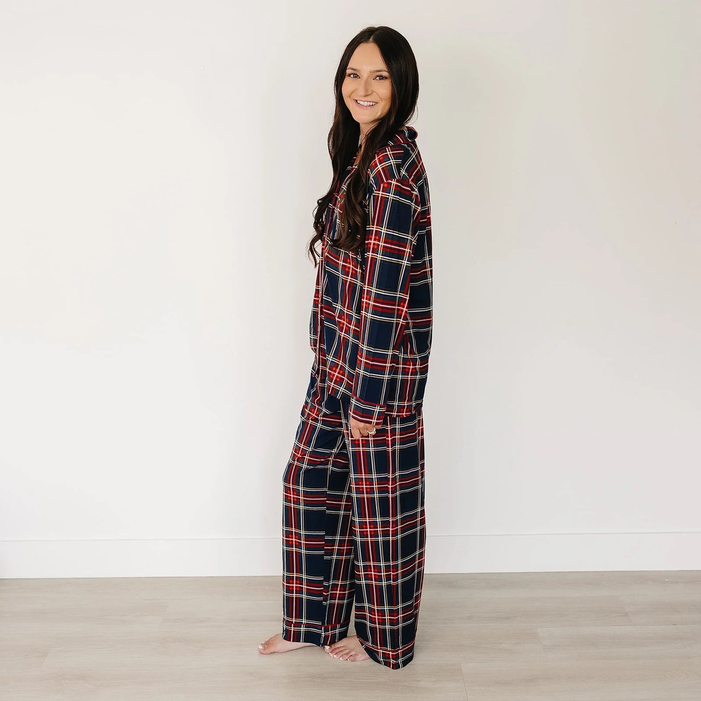 Adult Collard Pajama Set || Christmas Plaid