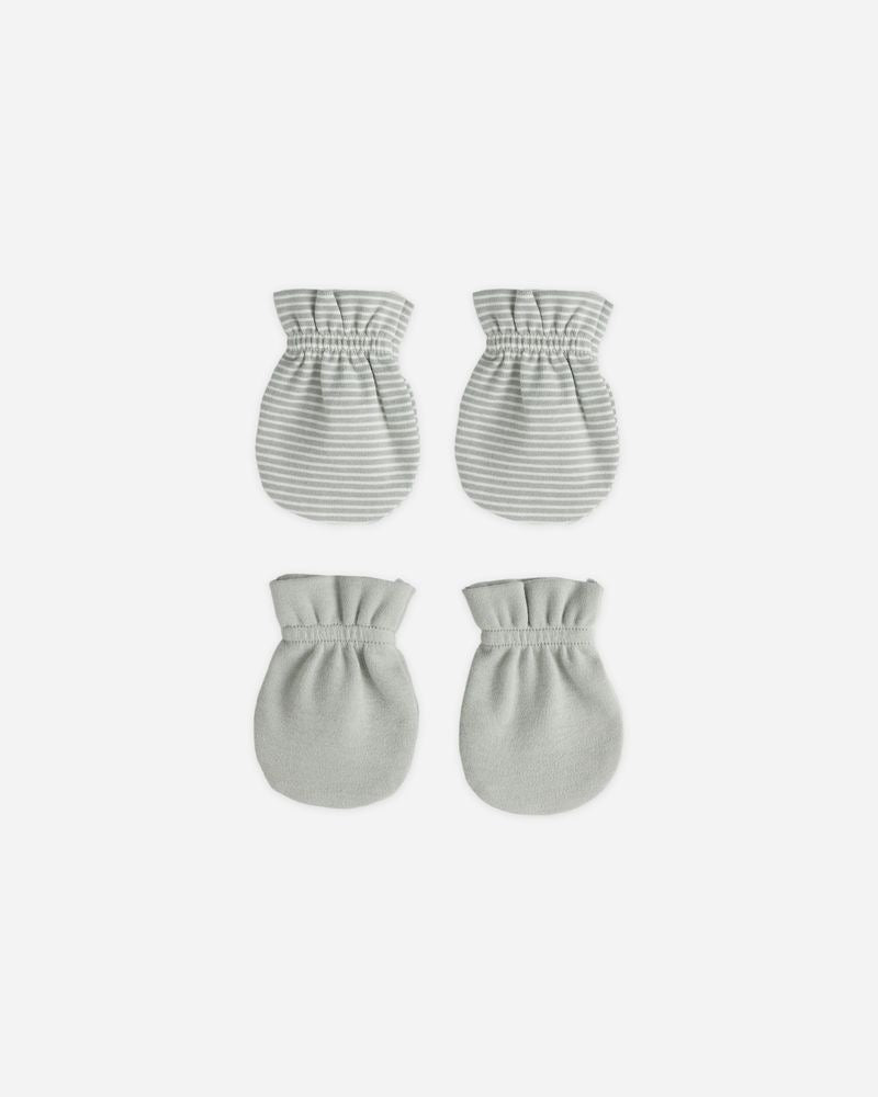 No Scratch Mittens | Sage Micro Stripe/Sage