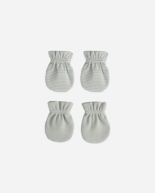 No Scratch Mittens | Sage Micro Stripe/Sage