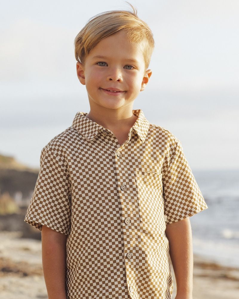 Collared Short Sleeve Shirt | Ocre Check
