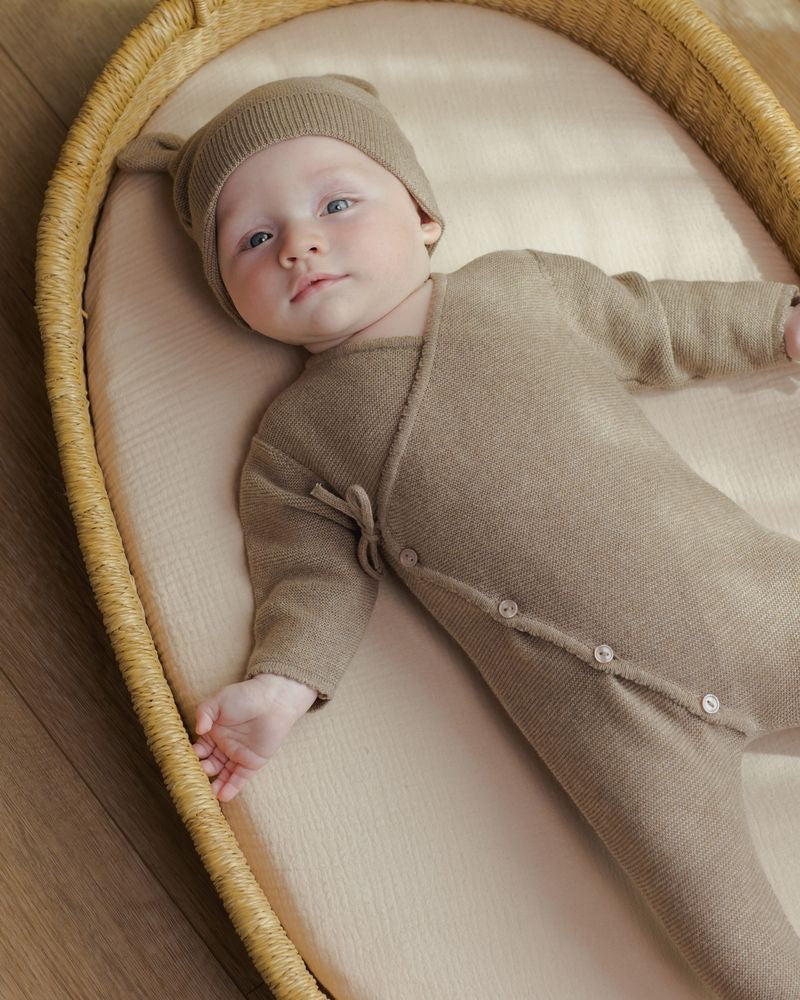 Wrap Knit Footie | Heathered Mocha