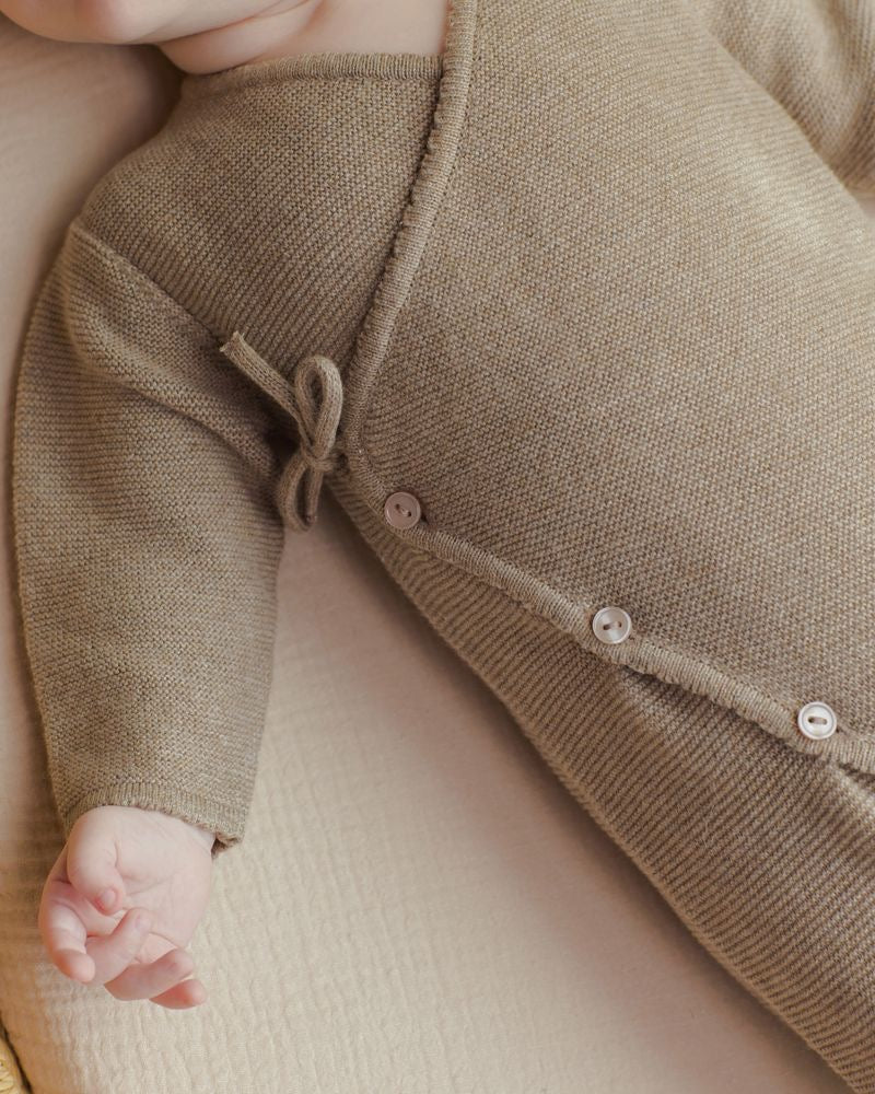 Wrap Knit Footie | Heathered Mocha