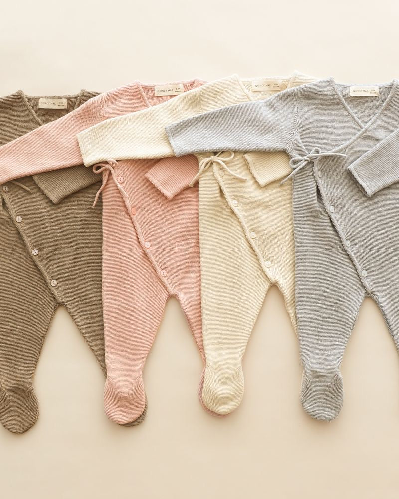 Wrap Knit Footie | Heathered Oatmeal